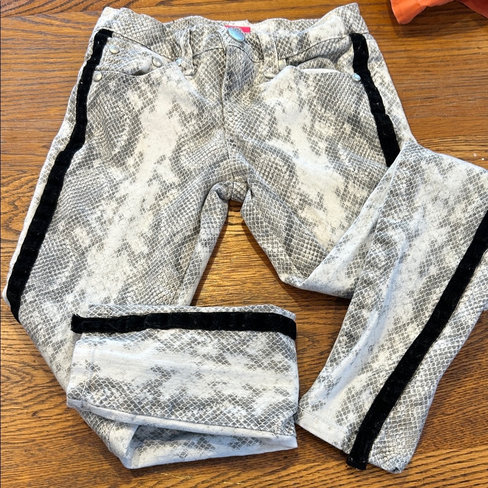 Kids Pinc Premium Snake Print Jeans with Black Stripe